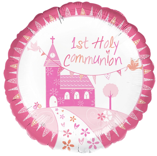 Folienballon - 1st Holy Communion, pink - ø 43cm
